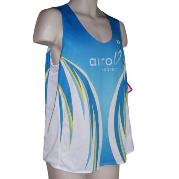 new!! SUGOI Top/Running Singlet, XL Mesh Tank, Blue/White, Sleeveless - Picture 2 of 7